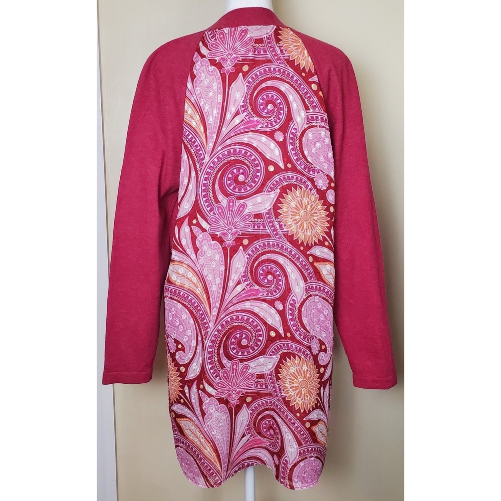 Soft Surroundings Paisley Back Open Cardigan Sweater Pink Medium Maximalist